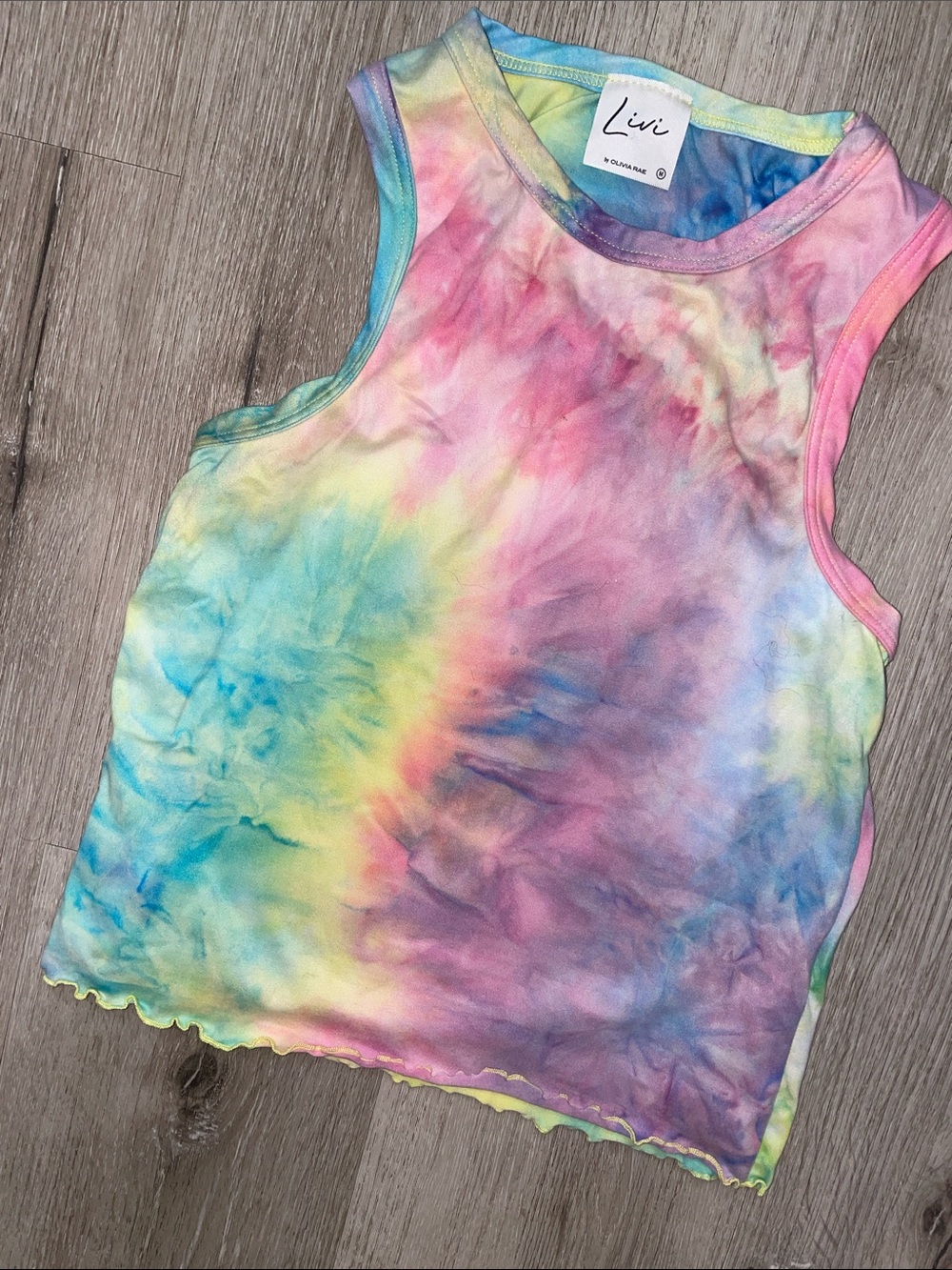 Butter Soft Multicolor Tie-Dye Crop Tank Top | Women Size Medium